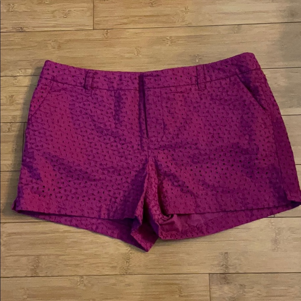 Eyelet maroon colored shorts